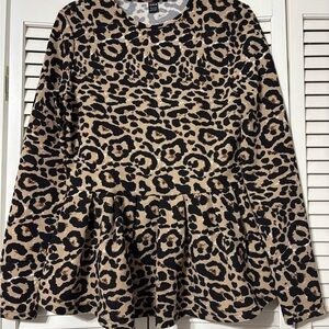 SHEIN Black and Tan Leopard Print Blouse